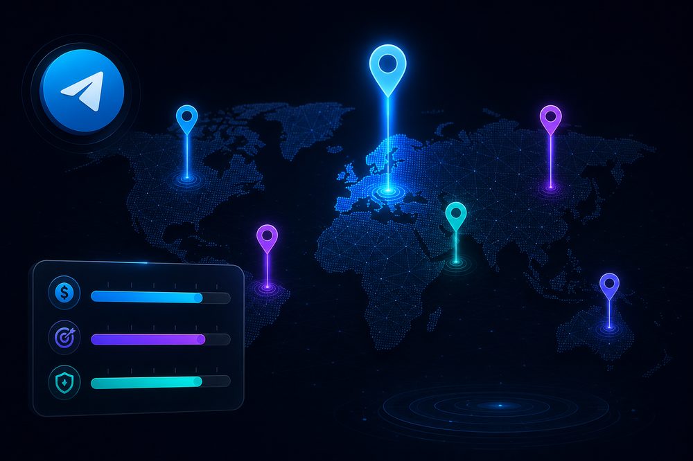 不同国家 Telegram 号的成本/成功率/耐用度权衡示意图